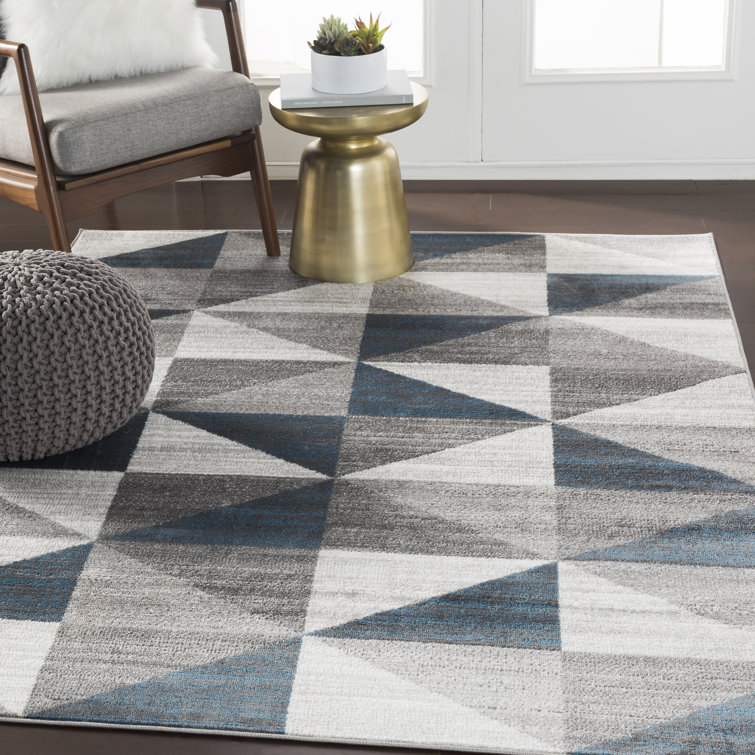 Wade Logan® Lambdin Power Loom Performance Sky Blue/Navy Rug & Reviews